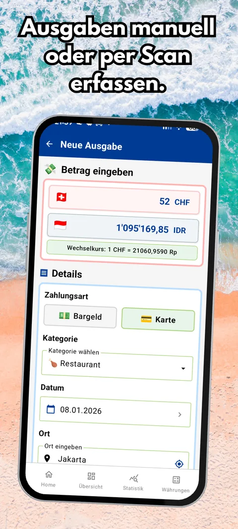 Ausgaben manuell oder per Scan erfassen